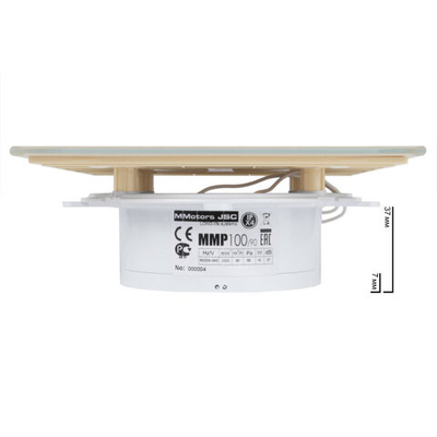 Вытяжной тонкий вентилятор для ванн ММ-Р 06 стекло прямое 90 м³/час с обратным клапаном кремовый