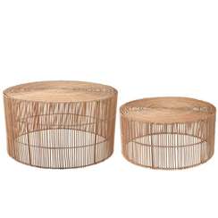 Набор из 2 журнальных столиков Elmima из ротанга Ø66 и Ø55 см