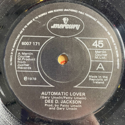 Винтажная виниловая пластинка LP Dee D. Jackson Automatic Lover (Ирландия 1978) 7 дюймов, 45 RPM, Single