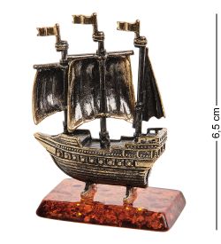 Народные промыслы AM-1538 Фигурка «Корабль Алые Паруса» (латунь, янтарь)