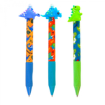 Ручка гелевая пиши-стирай, автоматическая Yalong, "Dino" 0,5 мм, синяя, игольч. наконечник, резин.грип, круглый цв. пластик. корпус, карт. уп.