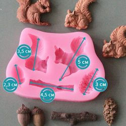 Молд силиконовый "Белочки" / форма для лепки из полимерной глины, мастики, шоколада