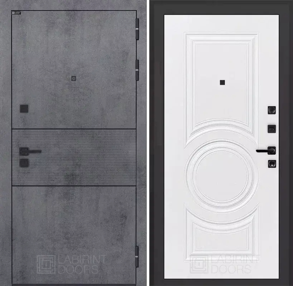 Входная металлическая дверь Лабиринт INFINITY (ИНФИНИТИ) Бетон темный / 23 Белый софт,