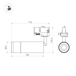 Светильник LGD-GESTIA-TRACK-4TR-R51-10W Day4000 (BK-NI, 25-50 deg, 230V) (Arlight, IP20 Металл, 5 лет) 059384