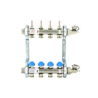 Коллекторная группа с расходомерами Uni-fitt 455W4302 НР 1", на 2 контура 3/4" EK, нержавеющая сталь