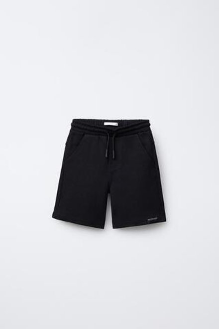 ZARA ШОРТЫ КОМФОРТНОЙ ПОСАДКИ ИЗ МЯГКОЙ ТКАНИ, ЧЕРНЫЙ