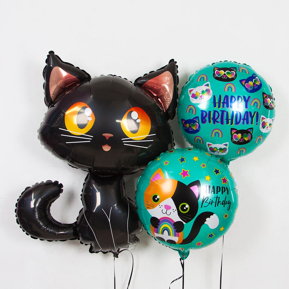 Шар (36"/91 см) Фигура, Котенок, Черный 1 шт.