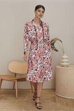 Платье на пуговках с цветочным принтом (Размер: XL-XXL) (Цвет: розовый)