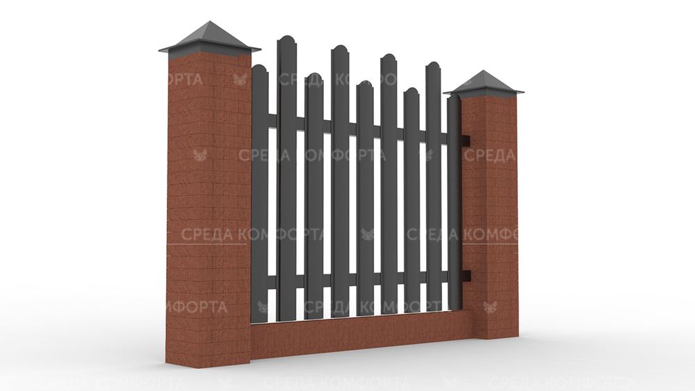 Забор из евроштакетника ZBR0054