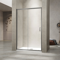 Душевая раздвижная дверь-купе в нишу PA-114Gr профиль серый (Прозрачное, 1500)