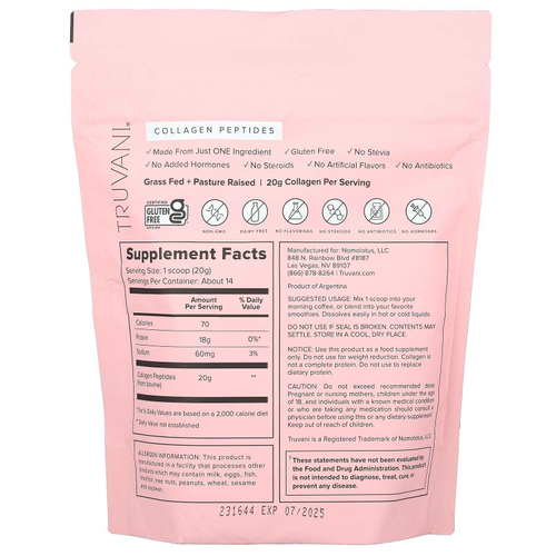 Truvani, Пептиды коллагена от травяного откорма, без добавок, 280 г (9,88 унции)