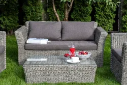 "Капучино" журнальный столик из искусственного ротанга (гиацинт), цвет серый