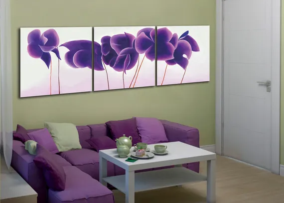 Модульная картина "Фиолетовые цветы"