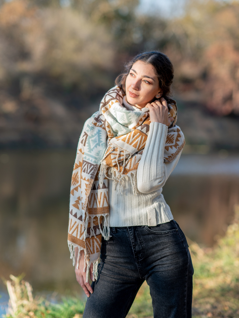 Шарф теплый с орнаментом Сканди