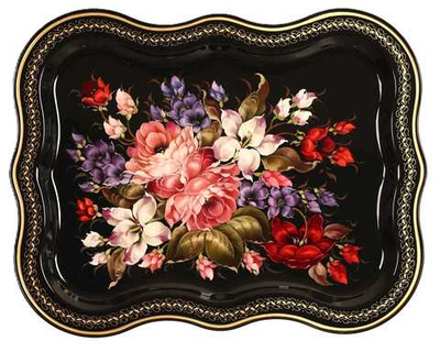 Жостовский поднос декоративный, размер 51х40 см (A25), металлический