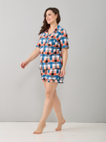 Пижама с шортами КНк-115/индиго-красныйквадрат