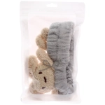 Повязка на голову косметическая «ДАЙМОНД Ми», зайки с лапками, цвет лавандовый, серый, и бежевый, 20*5.5см (ZIP пакет)