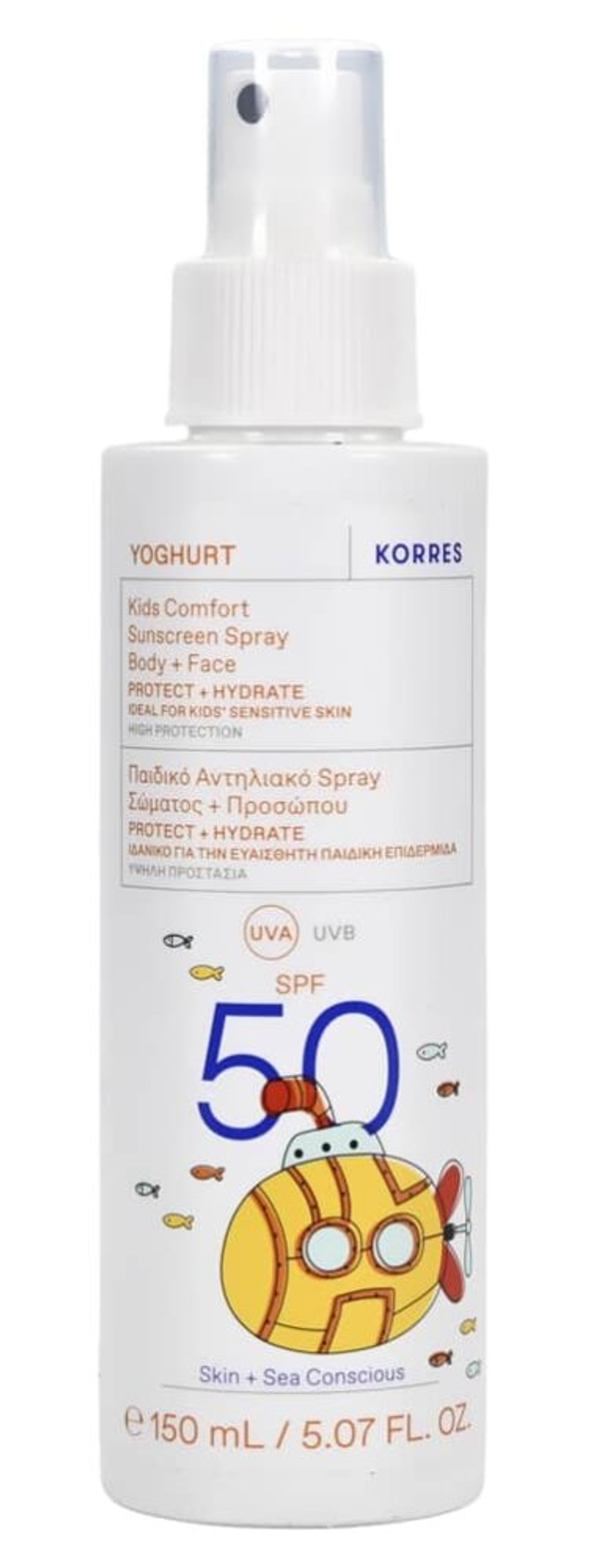 Детский солнцезащитный спрей KORRES Yogurt Comfort SPF 50, 150 мл