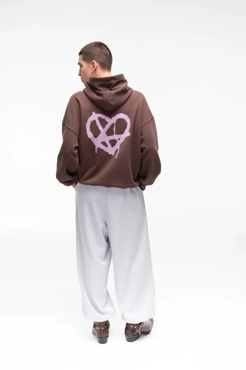 Худи Kraizy Stripes Logo Heart шоколадный