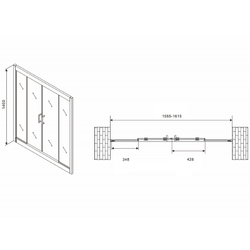 Шторка на ванну Abber Schwarzer Diamant 160х140 AG57160 профиль Хром стекло прозрачное