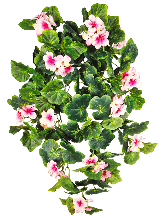 Искусственные цветы Герань ампельная розово-малиновая в настенном кашпо