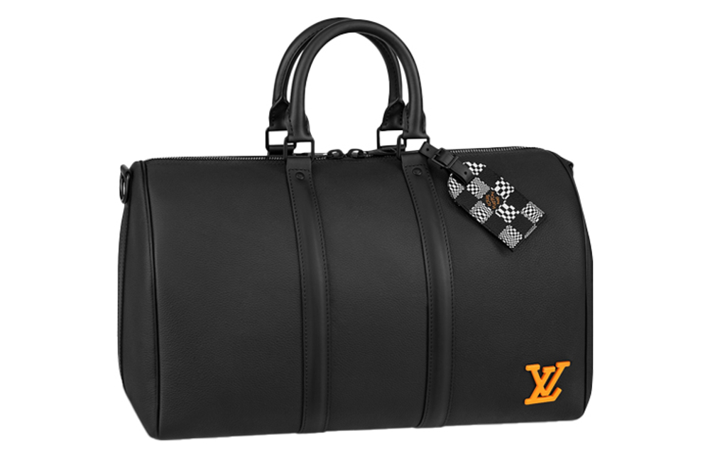 LOUIS VUITTON Keepall Leather Handbag Travel Bag Men"s