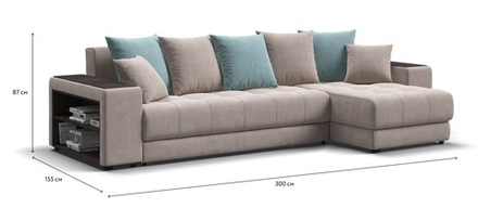 Угловой диван Дубай Велюр Монолит латте, Велюр Монолит аква