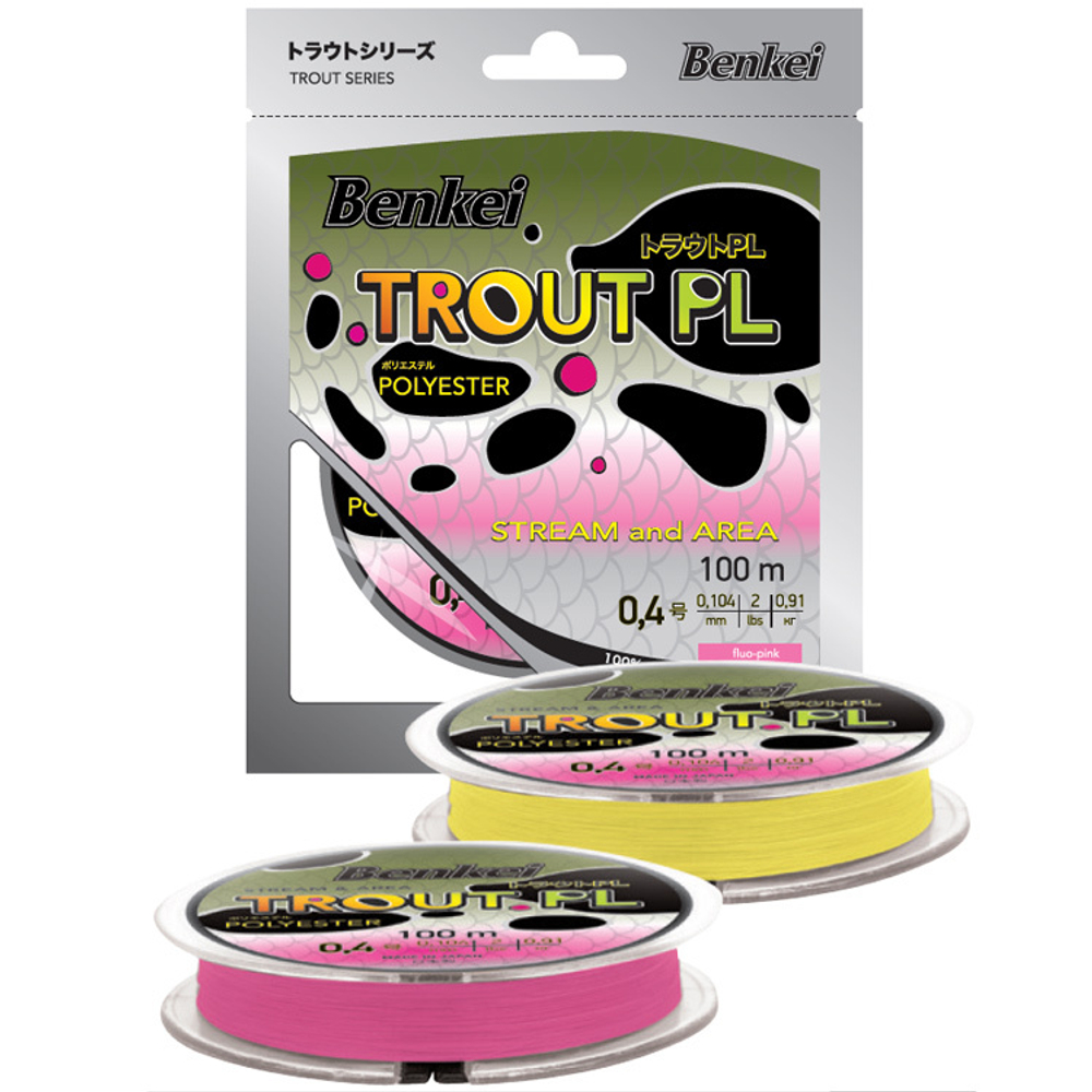 Полиэстер Benkei Trout PL 100m желтый fluo D-05 (0,117mm), 1,22kg