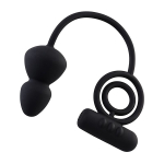 Чёрное эрекционное кольцо 2см с вибростимулятором и анальным хвостом Erotist Toy Multi-Purpose Anal Plug Ruffle Size M