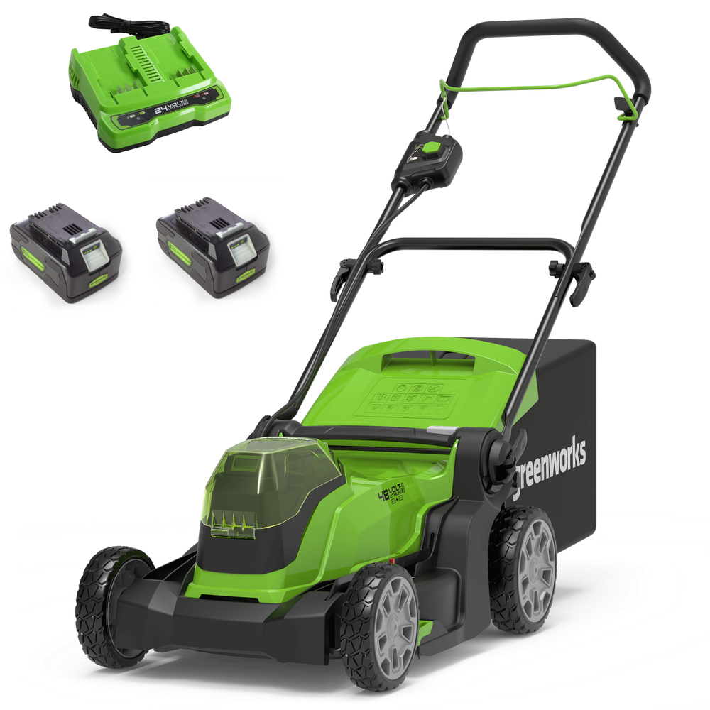 Аккумуляторная газонокосилка Greenworks G24X2LM41, 2512607UD,24+24v (48v), 41 см,(в комплекте с 2*АКБ 24В 4АЧ и ЗУ)