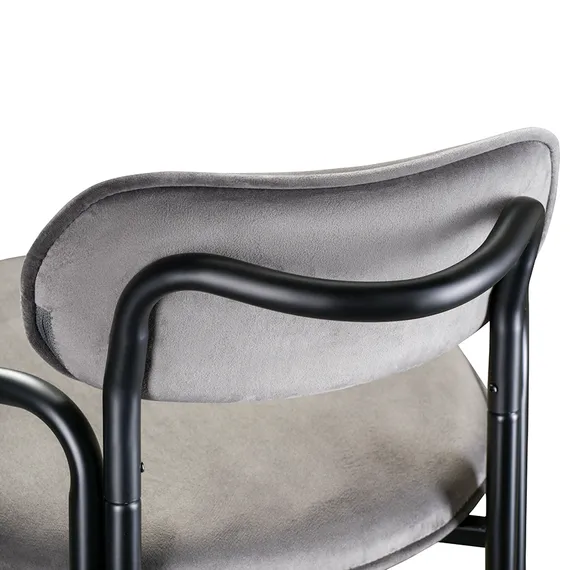 Барный стул Ror, Round, серый велюр