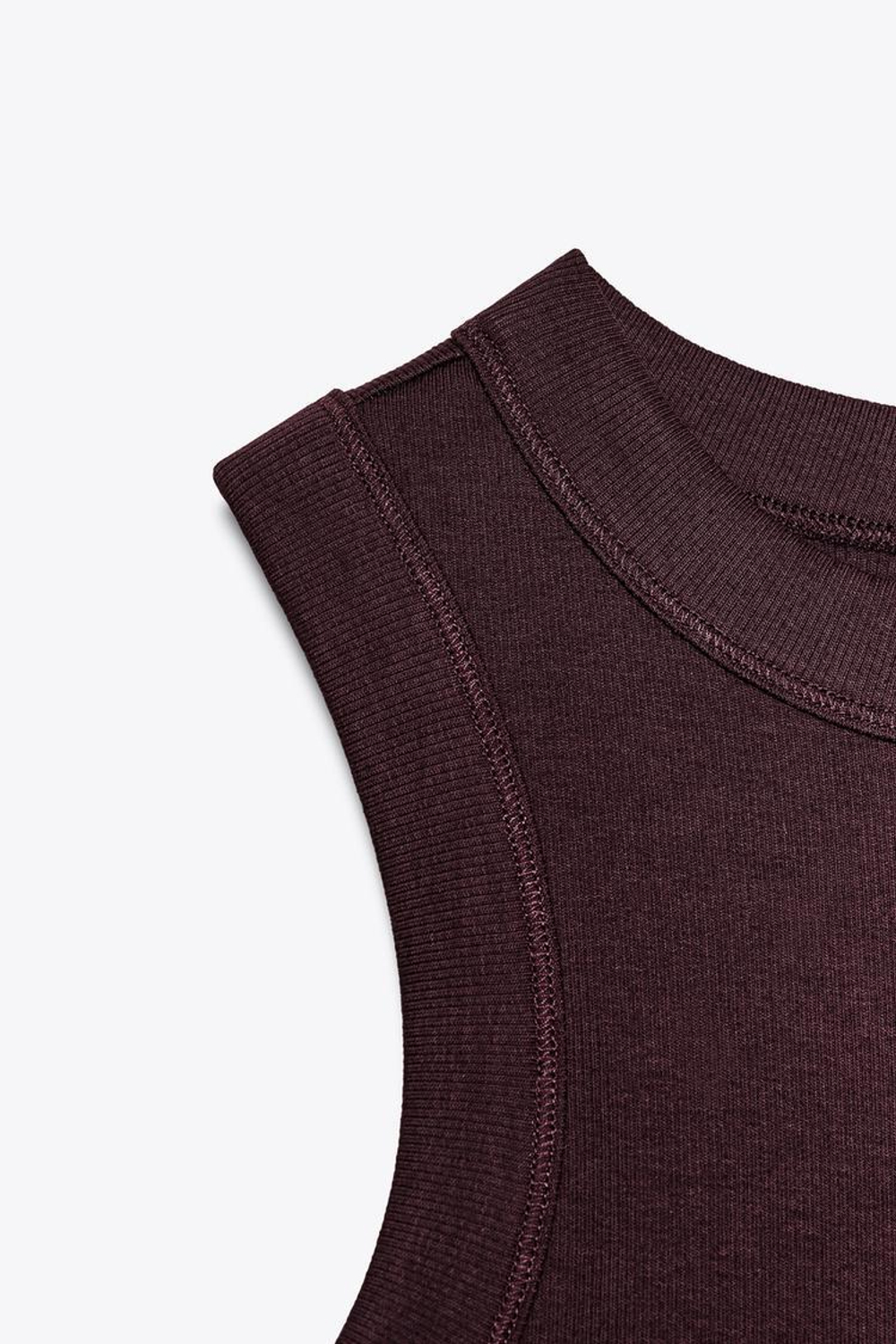 ZARA ТОП БЕЗ РУКАВОВ В РУБЧИК, ВИННЫЙ