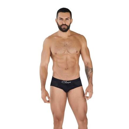 Мужские трусы брифы черные в сетку Clever Moda TIME PIPING BRIEF 036711