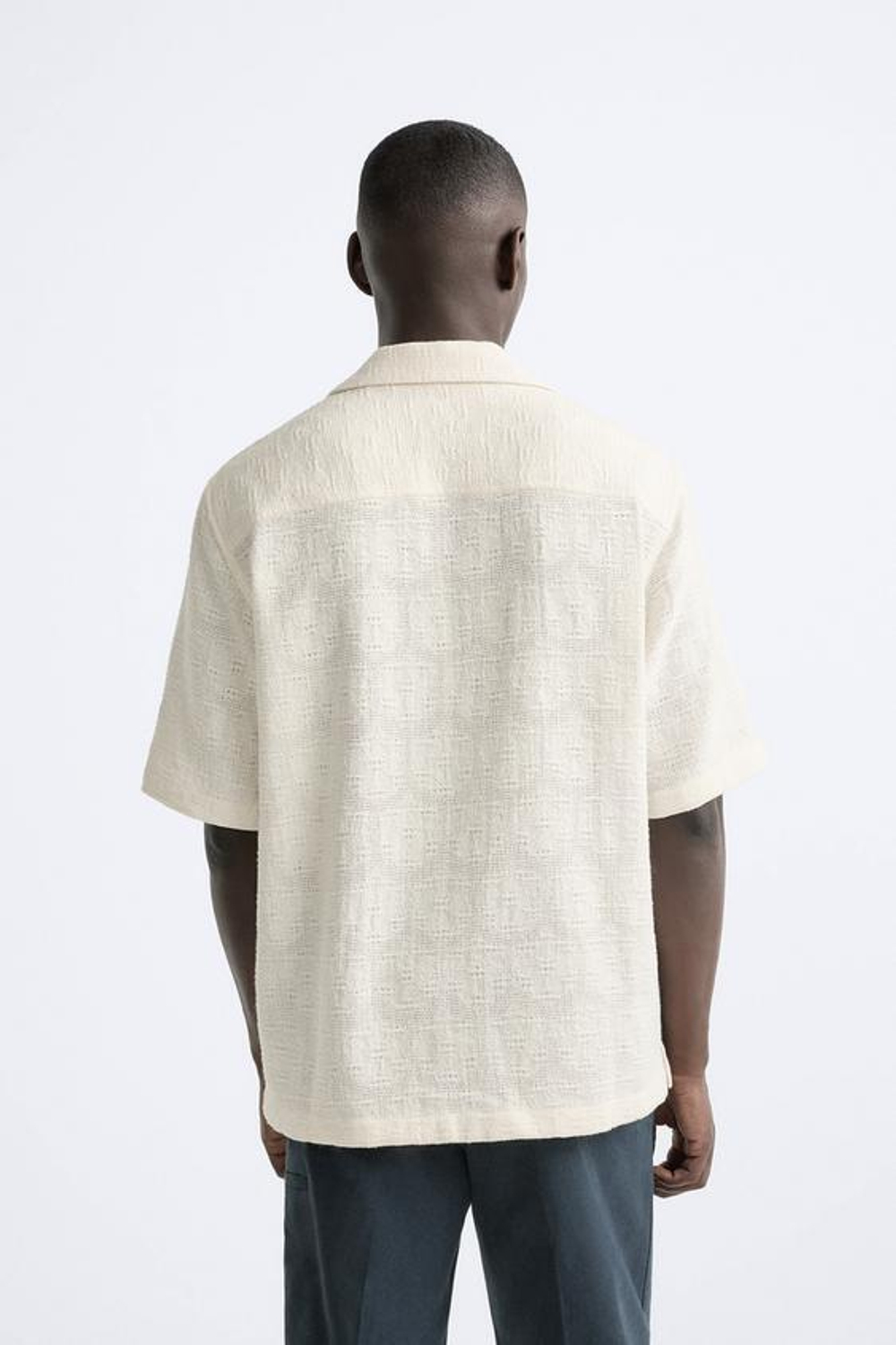 ZARA ЖАККАРДОВАЯ РУБАШКА, ЖЕЛТОВАТО-БЕЛЫЙ