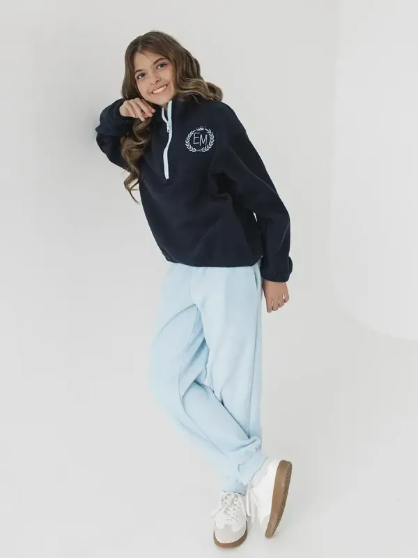 Голубые флисовые брюки для девочки - Божья Коровка