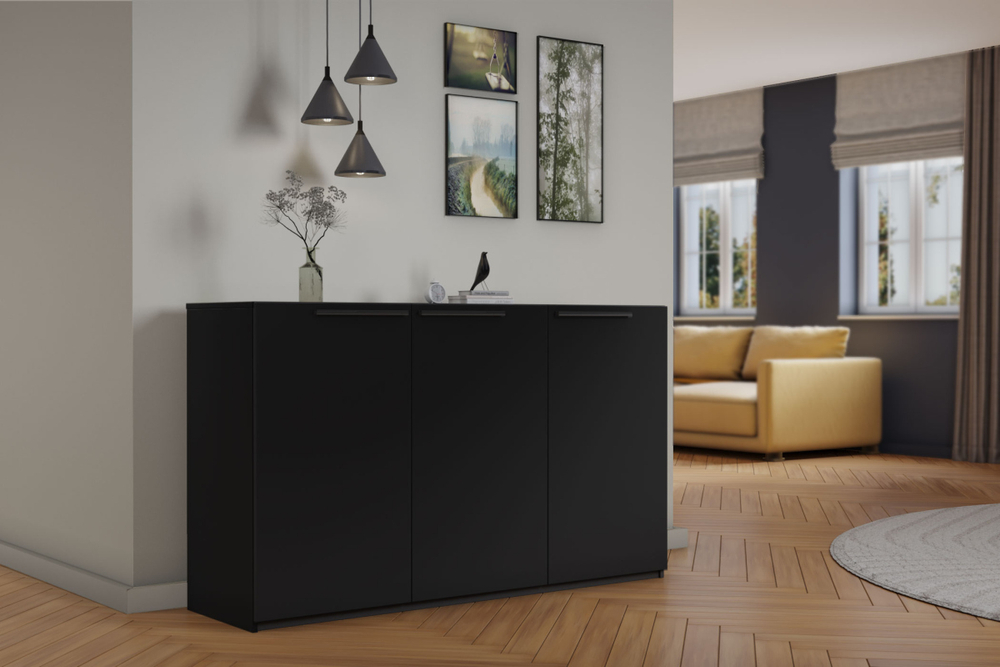 Тумба Лорена Пакс-2 Черный 0190 PE 165*44*90 см, Черный   Фиеста