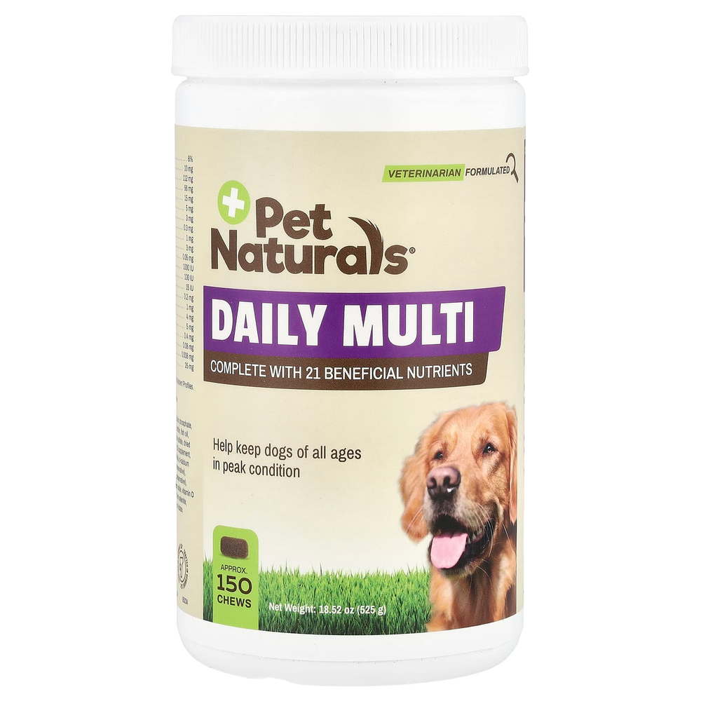 Pet Naturals, ежедневные мультивитамины для собак, для всех возрастов, 150 жевательных таблеток, 525 г (18,52 унции)