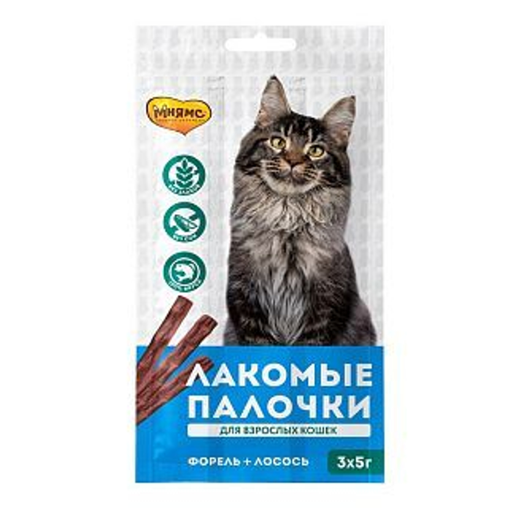 Лосось и форель, 5г палочки для кошек Мнямс