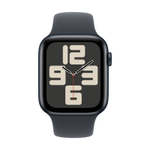 Часы Apple Watch SE, 44 мм, алюминий цвета «тёмная ночь», ремешок Sport Band цвета «тёмная ночь» (2024)