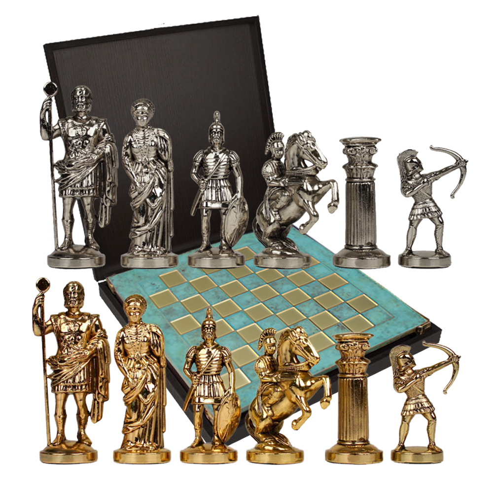 Manopoulos Шахматы с фигурами из бронзы Античные войны