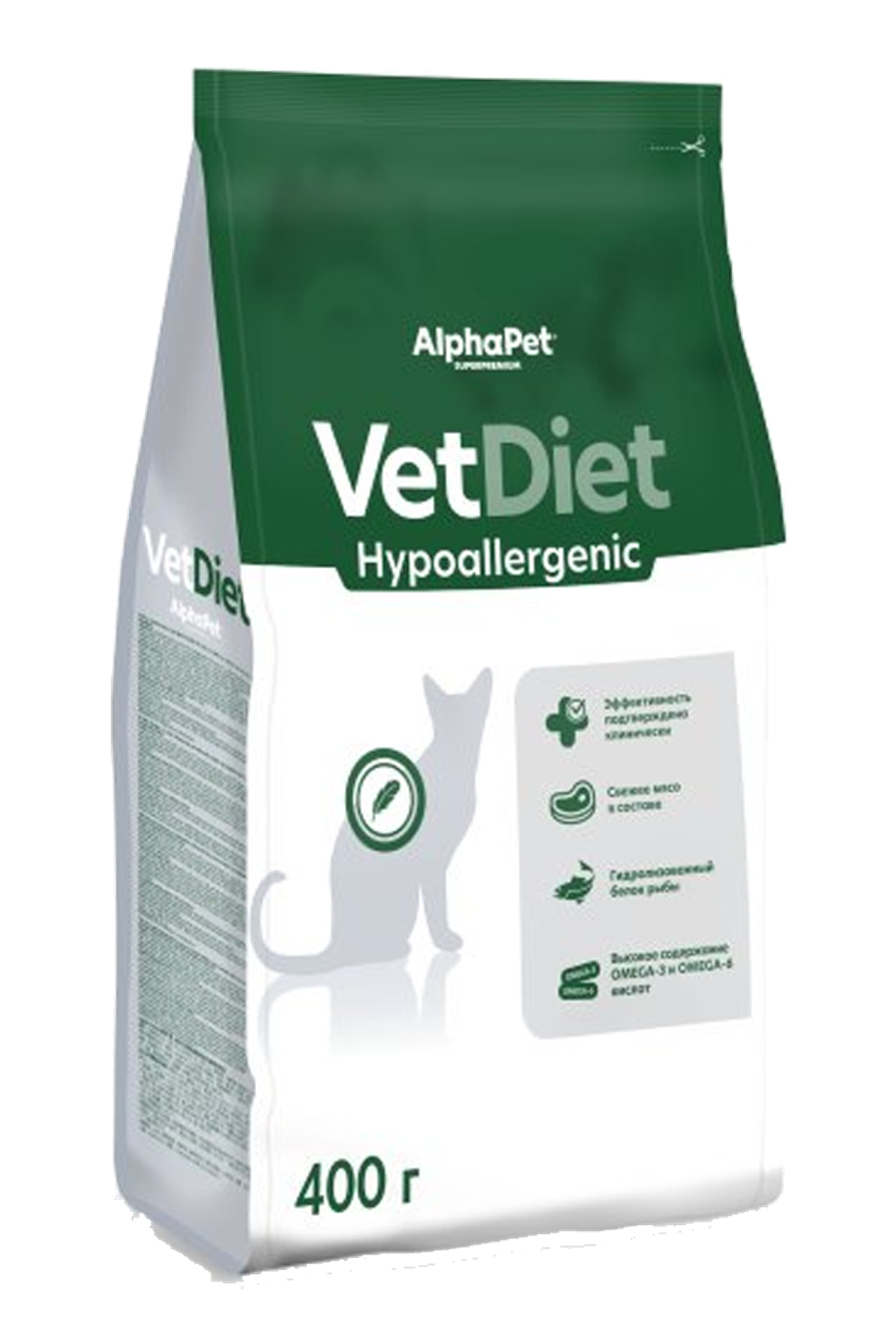 AlphaPet Vet Diet для кошек При пищевой аллергии и непереносимости ингредиентов 400гр.