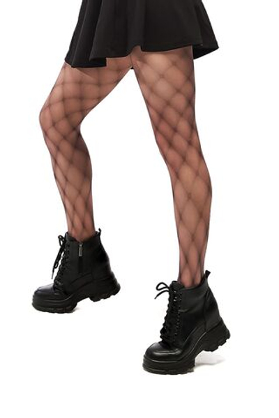 Колготки с принтом, имитирующим крупную сетку (Размер: S-M-L) (Цвет: бежевый)