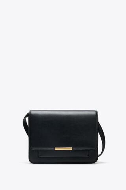 ZARA СУМКА ЧЕРЕЗ ПЛЕЧО С МЕТАЛЛИЧЕСКОЙ ДЕТАЛЬЮ, ЧЕРНЫЙ