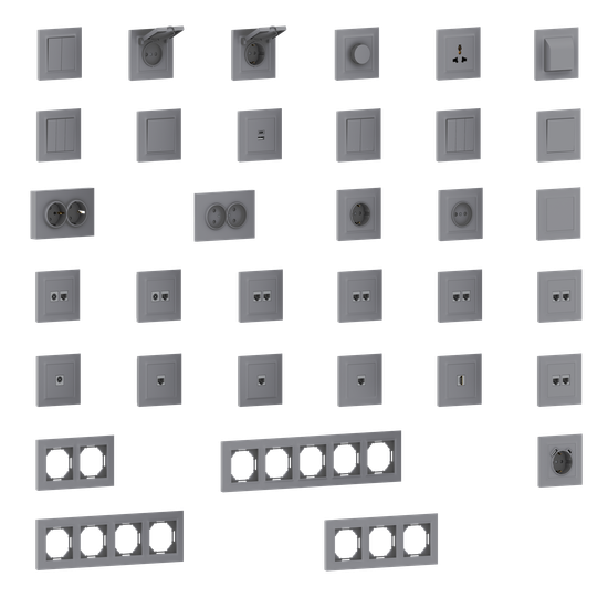 Рамка 1-я,  Wave матовый серый,  серия A07