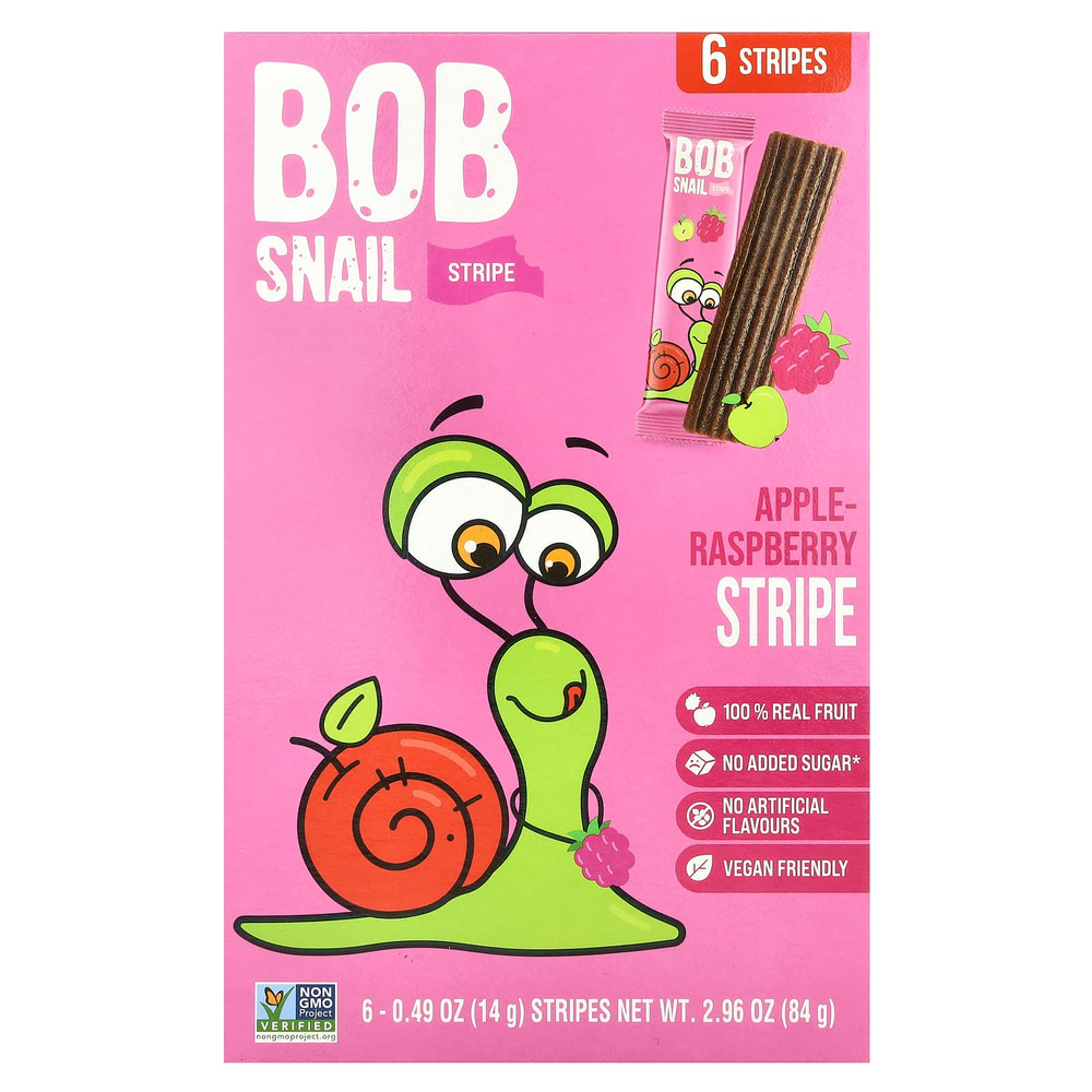 Bob Snail, Fruit Stripe, яблоко и малина, 6 шт., 14 г (0,49 унции)
