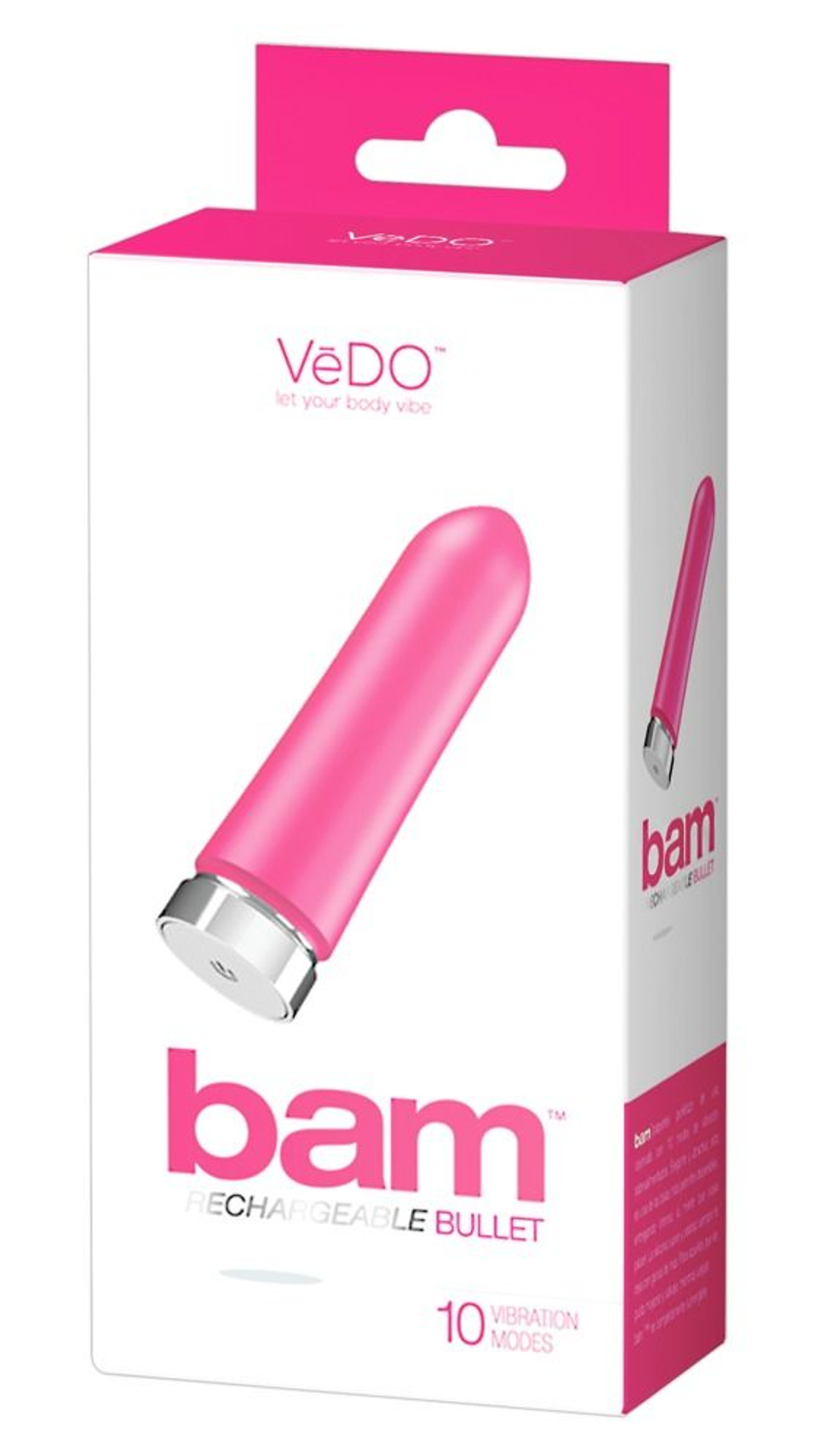 Розовая перезаряжаемая вибропуля VeDO Bam - 9,7 см. (Цвет: розовый)