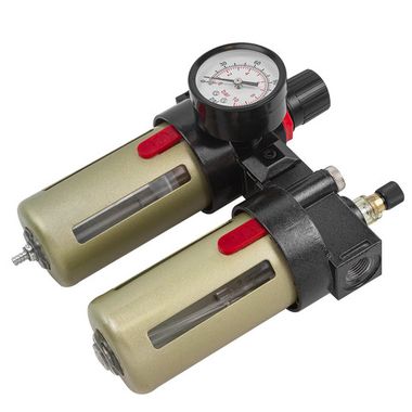Блок подготовки воздуха 3/8''(фильтр-регулятор+лубрикатор)(10Мк, 1400 л/мин, 0-10bar,раб. температура 5°-60°) Forsage F-BFC3000