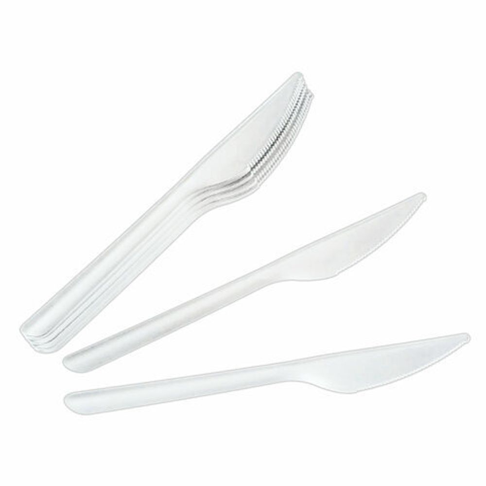 Нож одноразовый полипропиленовый 173 мм белый, КОМПЛЕКТ 50 шт., ПРЕМИУМ, WELDAY, 881108