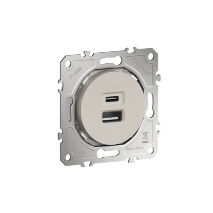 USB-зарядка типа A+С 2400мA 12Вт,  цвет матовый кашемир,  серия D16,  Donel
