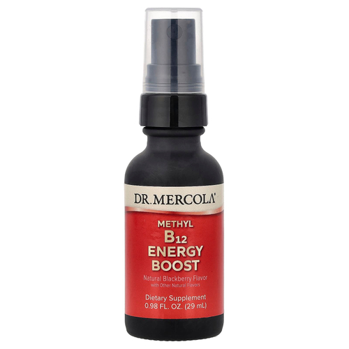Dr. Mercola, метил витамин B12 для заряда энергии, натуральный вкус ежевики, 29 мл (0,98 жидк. унции)